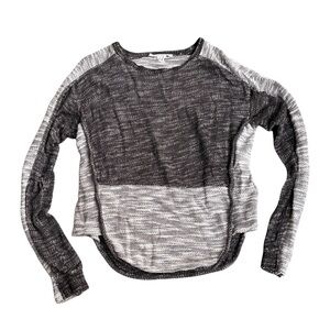 Black and Gray Long Sleeve Sweater Top